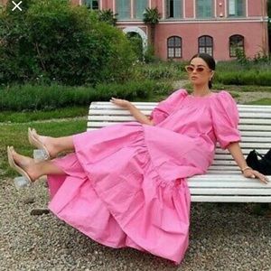NWT H&M INFLUENCER PINK BALLOON SLEEVE DRESS